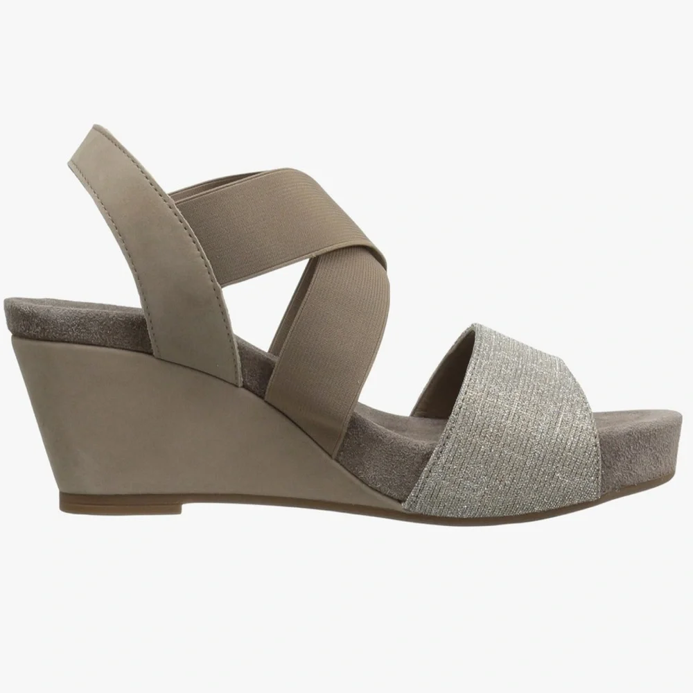 Mephisto Barbara Wedge Sandal in Argentina ( taupe and silver) SZ 40 US 10